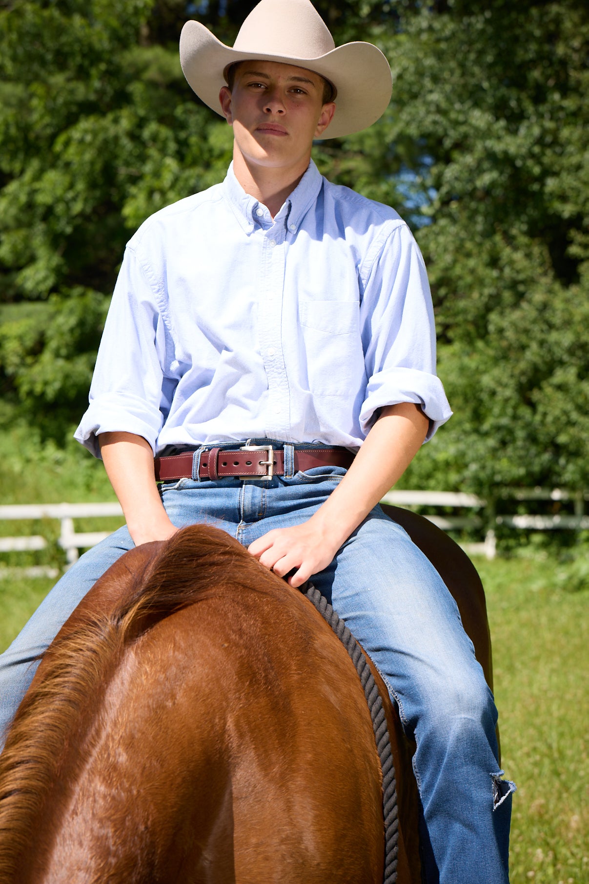 Men's Steel Core Stitched Leather Belt